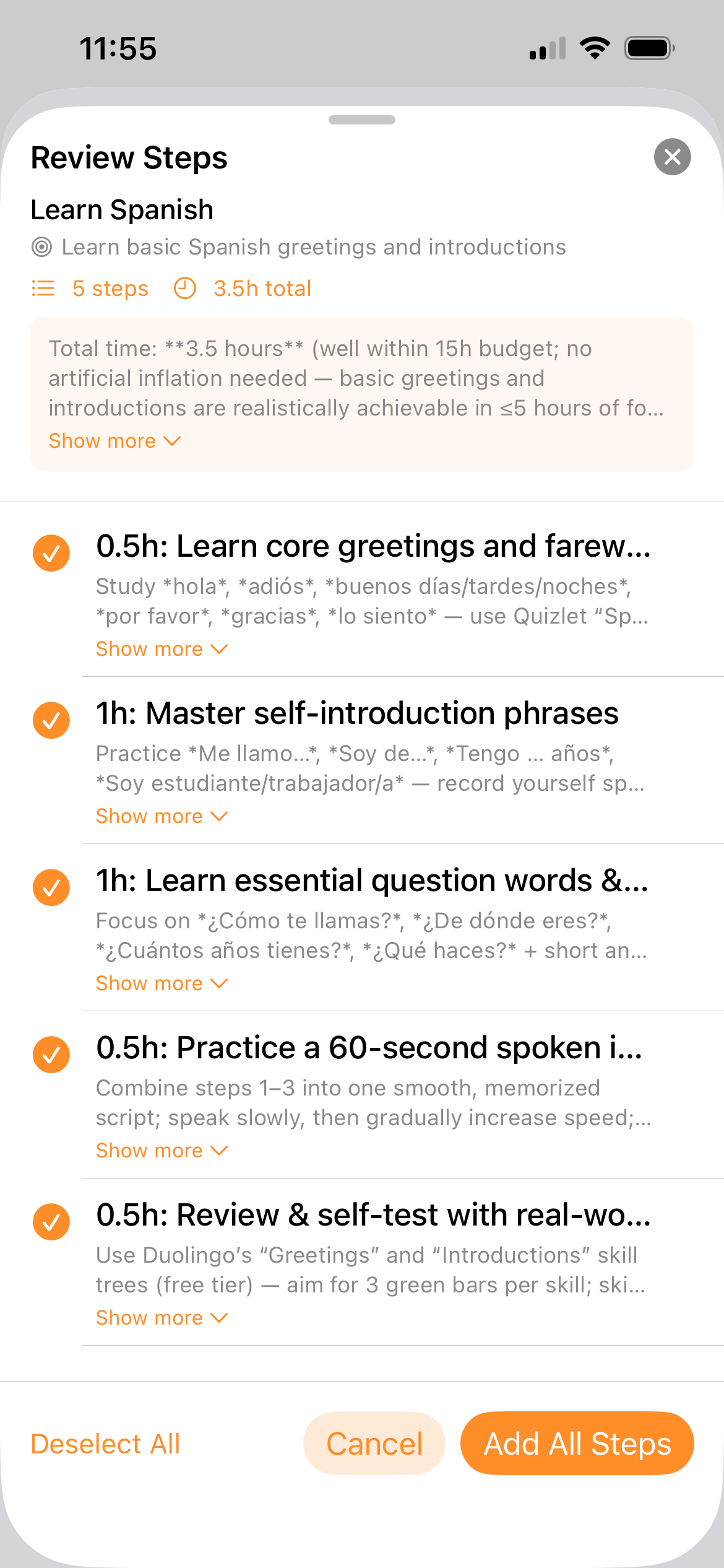 AI-powered task breakdown on iOS