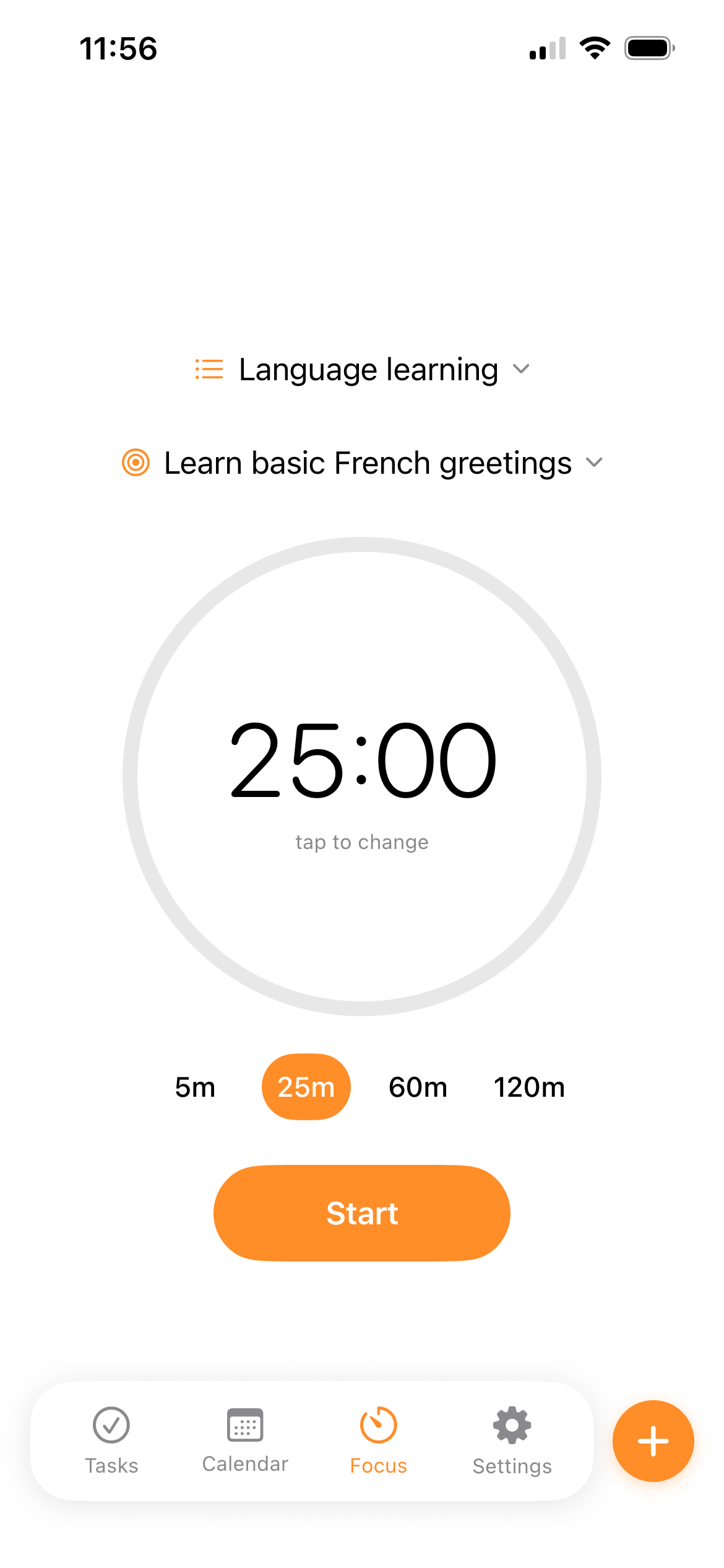 Pomodoro focus timer on iOS