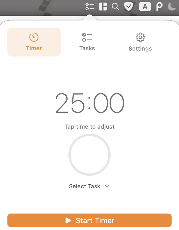 TinySteps macOS menu bar popover