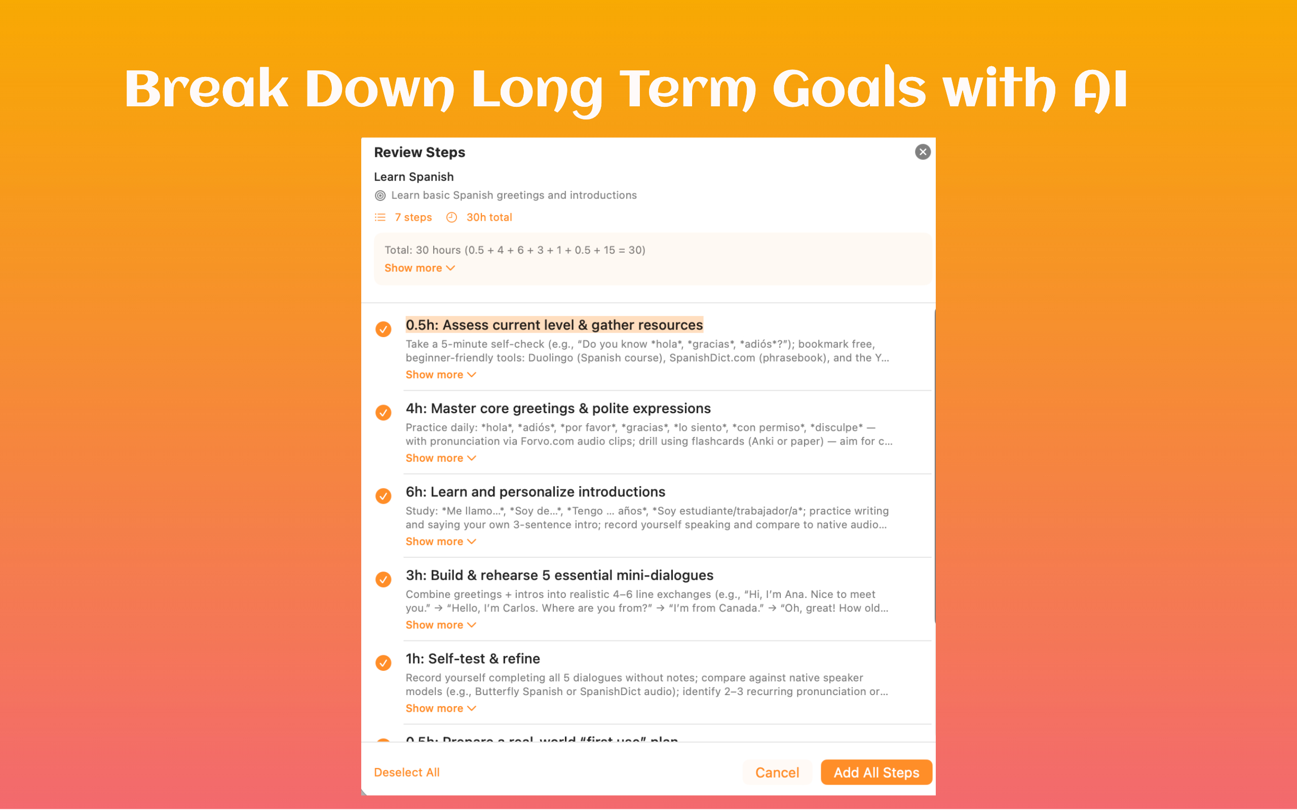 Smart Steps AI task breakdown
